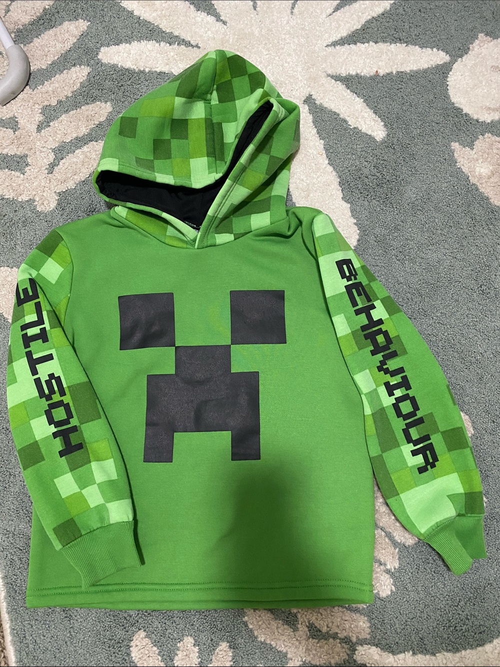 Kids Green Pixel-Print Gaming Hoodie